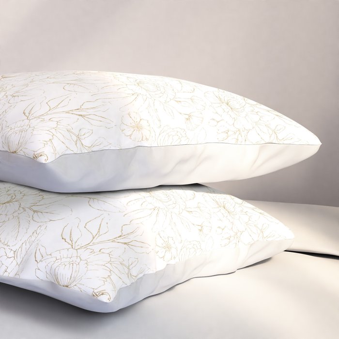 Elegant simple modern faux gold white floral Pillow Sham Gallery Image 3