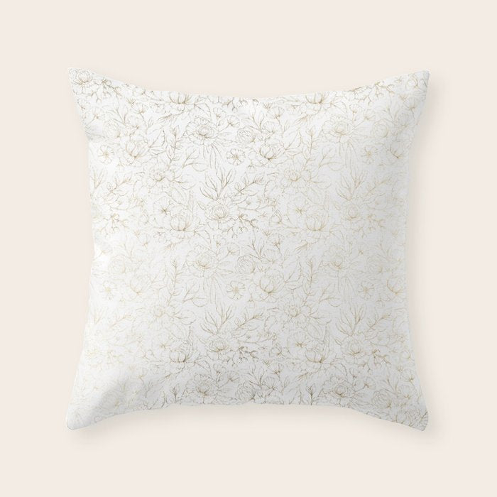 Elegant simple modern faux gold white floral Throw Pillow Gallery Image 6