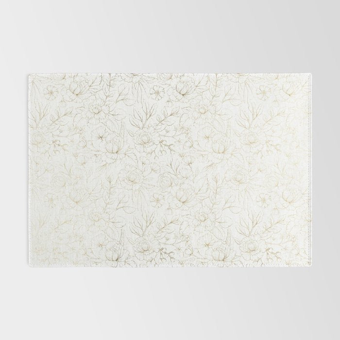 Elegant simple modern faux gold white floral Rug Gallery Image 2
