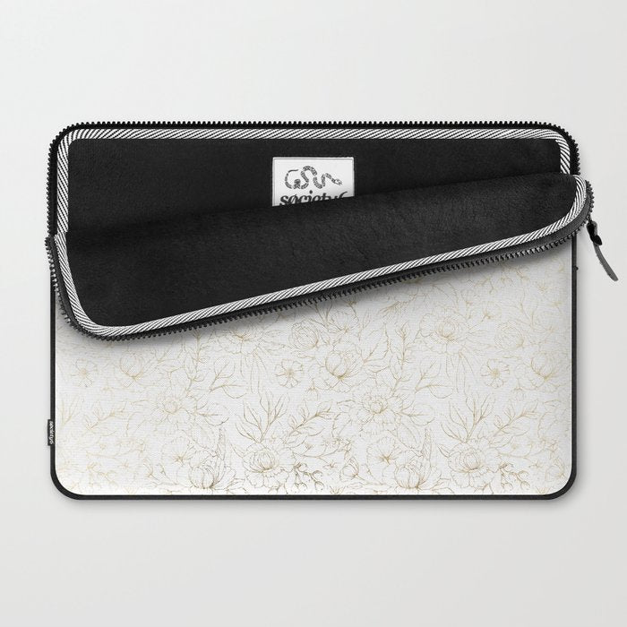 Elegant simple modern faux gold white floral Laptop Sleeve Gallery Image 2