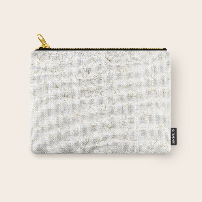 Elegant simple modern faux gold white floral Carry All Pouch Gallery Image 1