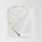 Elegant simple modern faux gold white floral Throw Blanket Gallery Image 3