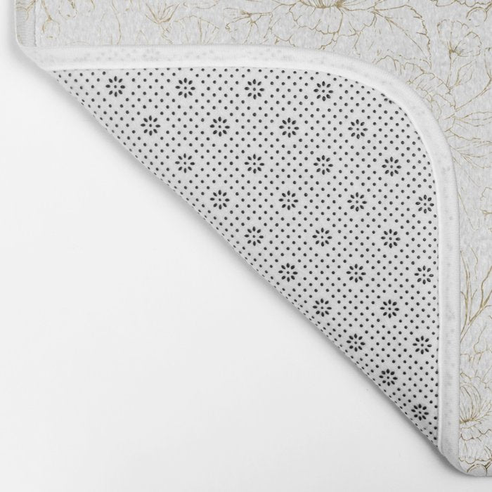 Elegant simple modern faux gold white floral Bath Mat Gallery Image 2