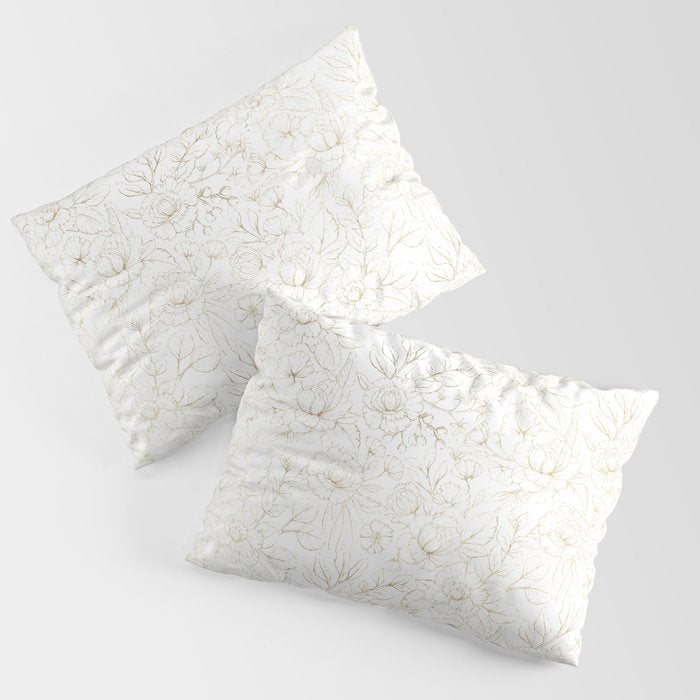 Elegant simple modern faux gold white floral Pillow Sham Gallery Image 3