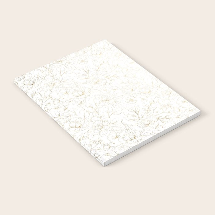 Elegant simple modern faux gold white floral Notebook Gallery Image 2