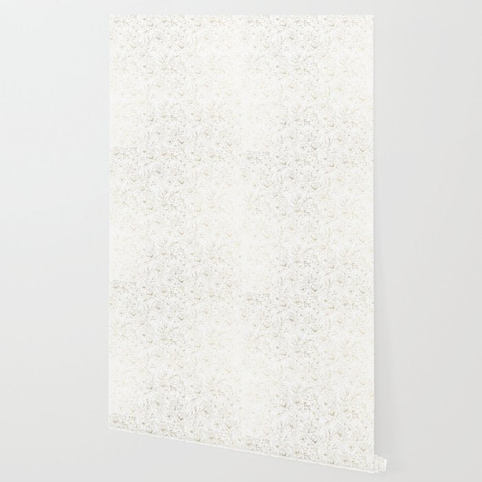 Elegant simple modern faux gold white floral Wallpaper Gallery Image 2