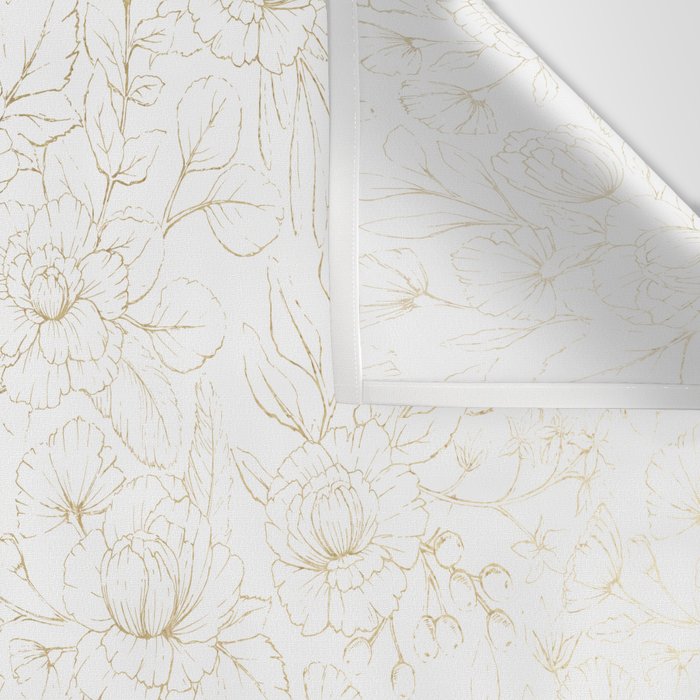 Elegant simple modern faux gold white floral Wall Tapestry Gallery Image 3
