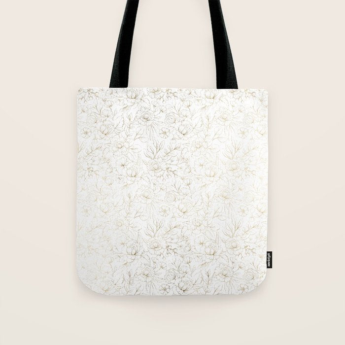 Elegant simple modern faux gold white floral Tote Bag Gallery Image 1