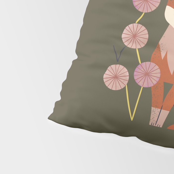 Shy Fox and Wildflowers Pillow Sham Gallery Image 4