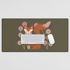 Shy Fox and Wildflowers Desk Mat Gallery Image 1
