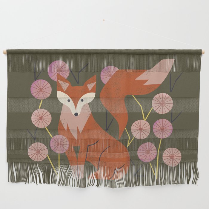 Shy Fox and Wildflowers Wall Hanging Gallery Image 1