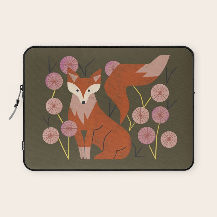 Shy Fox and Wildflowers Laptop Sleeve Gallery Image 1