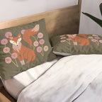 Shy Fox and Wildflowers Pillow Sham Gallery Image 2