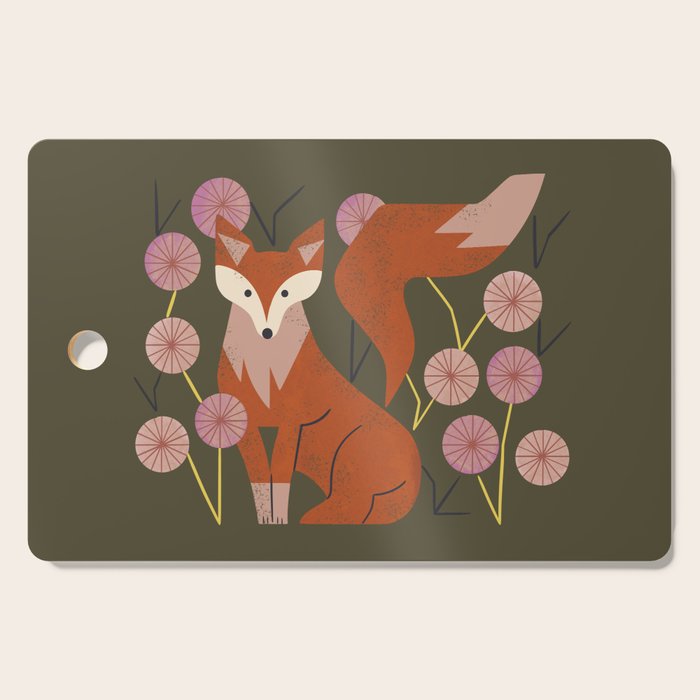 Shy Fox and Wildflowers Cutting Board Gallery Image 1