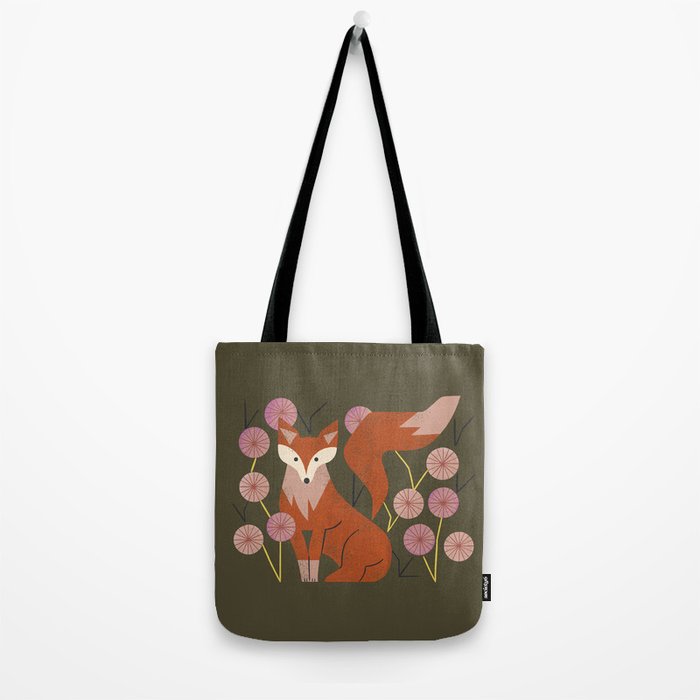 Shy Fox and Wildflowers Tote Bag Gallery Image 2