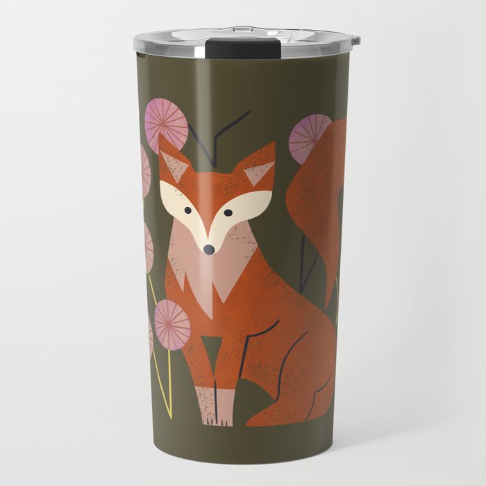 Shy Fox and Wildflowers Travel Mug Gallery Image 1