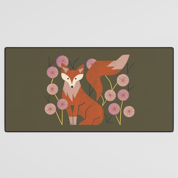 Shy Fox and Wildflowers Desk Mat Gallery Image 3
