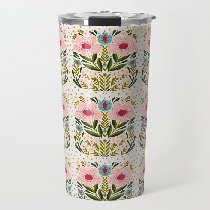Folksy Floral  Travel Mug Gallery Image 1
