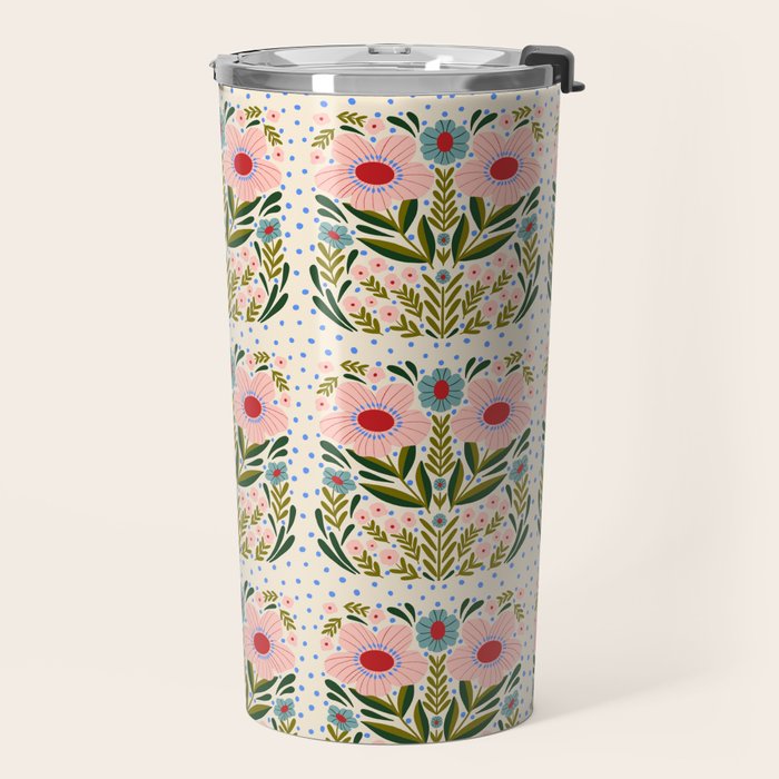 Folksy Floral  Travel Mug Gallery Image 2