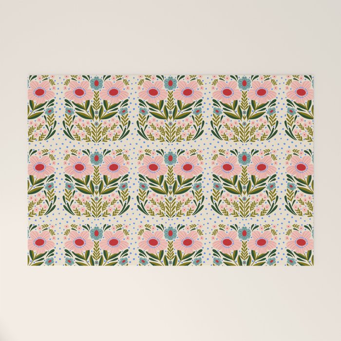 Folksy Floral  Welcome Mat Gallery Image 1