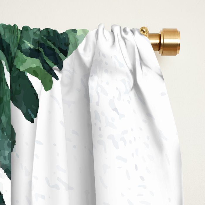 Banana Leaf Watercolor Painting, Tropical Nature Botanical Palm Illustration Bohemian Minimal Luxe Window Curtain Gallery Image 2