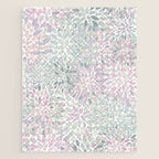 Festive, Floral Prints, Pink and Green, Modern Print Art Jigsaw Puzzle Gallery Image 1