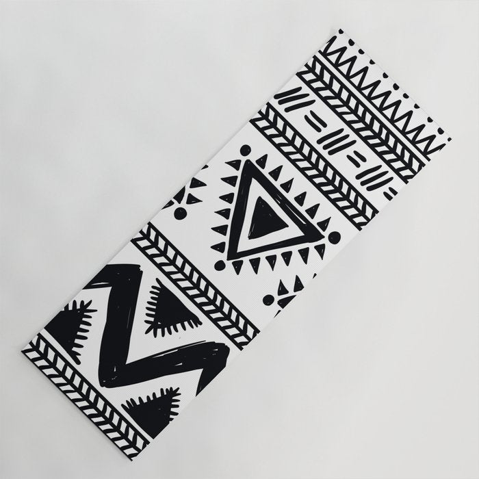 Tribal black and white Yoga Mat Gallery Image 1