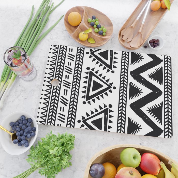 Tribal black and white Cutting Board Gallery Image 2