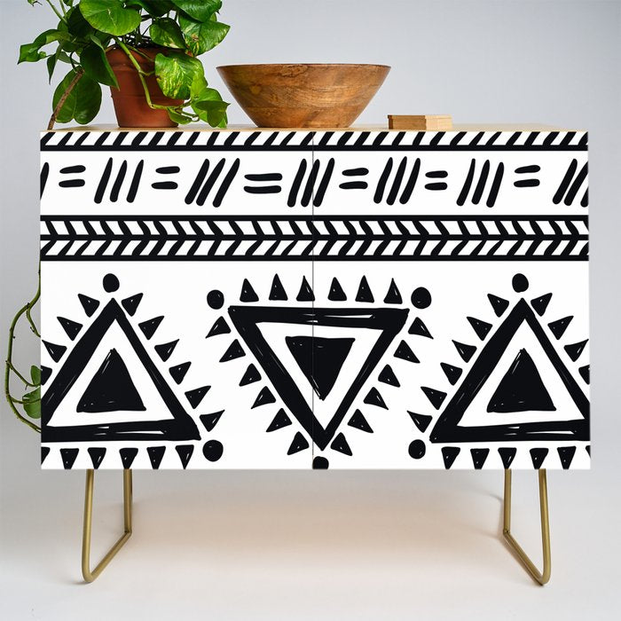 Tribal black and white Credenza Gallery Image 1
