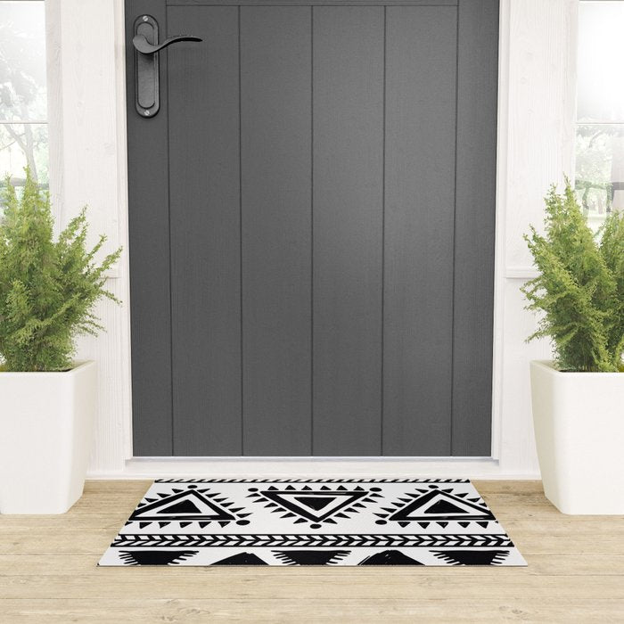 Tribal black and white Welcome Mat Gallery Image 3