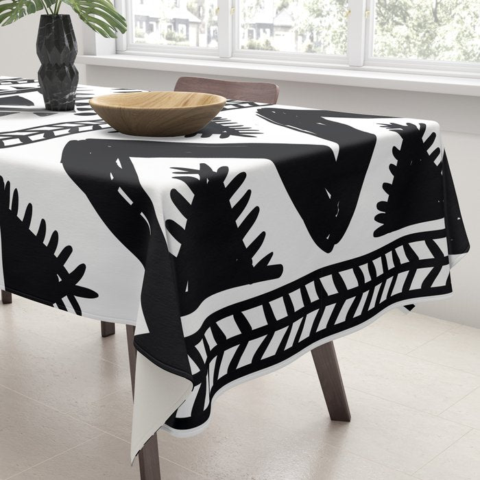 Tribal black and white Tablecloth Gallery Image 3