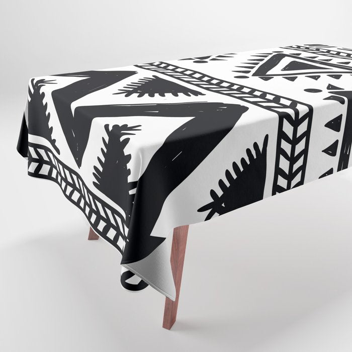 Tribal black and white Tablecloth Gallery Image 1