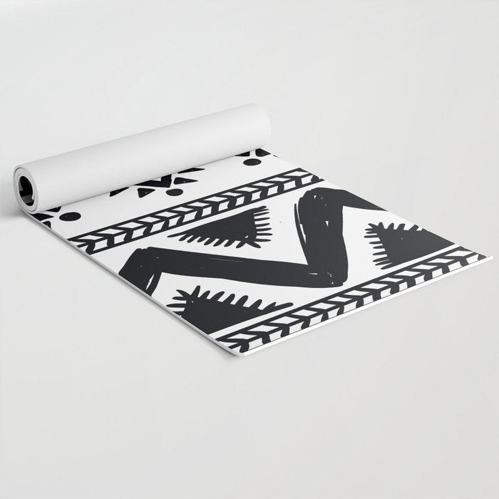 Tribal black and white Yoga Mat Gallery Image 2