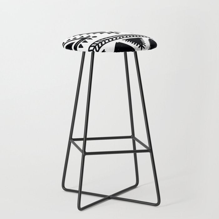 Tribal black and white Stool Gallery Image 1