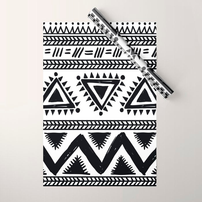 Tribal black and white Wrapping Paper Gallery Image 1