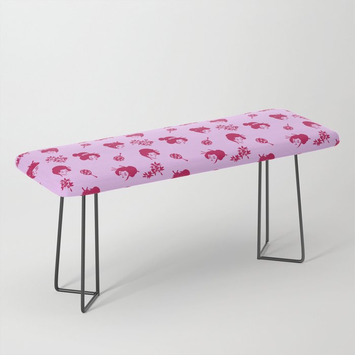 Red and pink Japanese pattern Bench Gallery Image 1