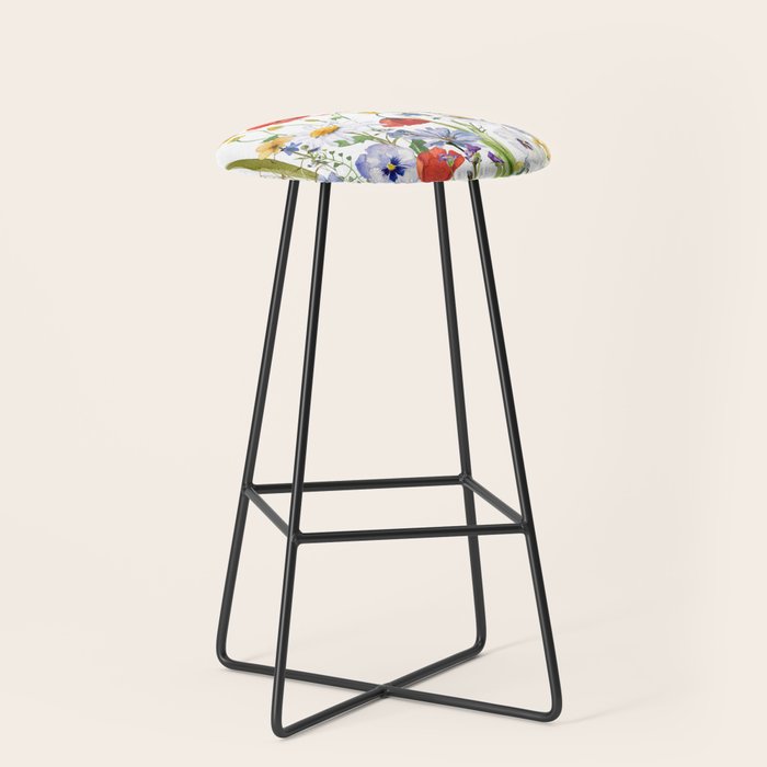 Scandinavian Colorful Midsummer Wildflowers Meadow  Stool Gallery Image 1