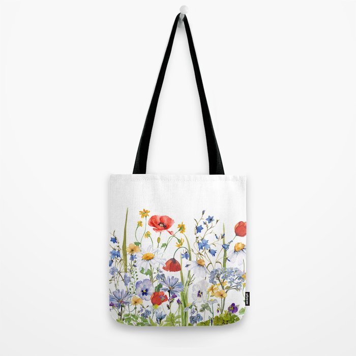 Scandinavian Colorful Midsummer Wildflowers Meadow  Tote Bag Gallery Image 2