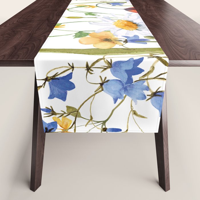 Scandinavian Colorful Midsummer Wildflowers Meadow  Table Runner Gallery Image 1