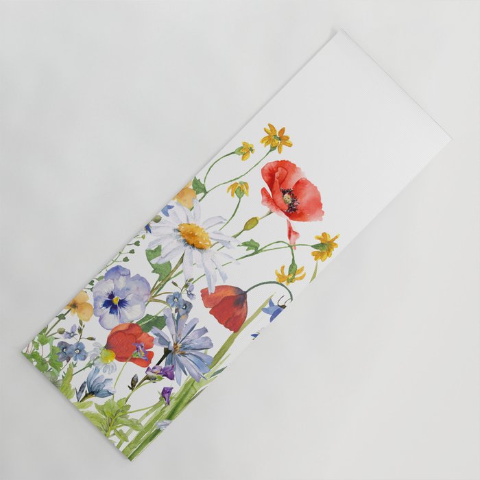 Scandinavian Colorful Midsummer Wildflowers Meadow  Yoga Mat Gallery Image 1