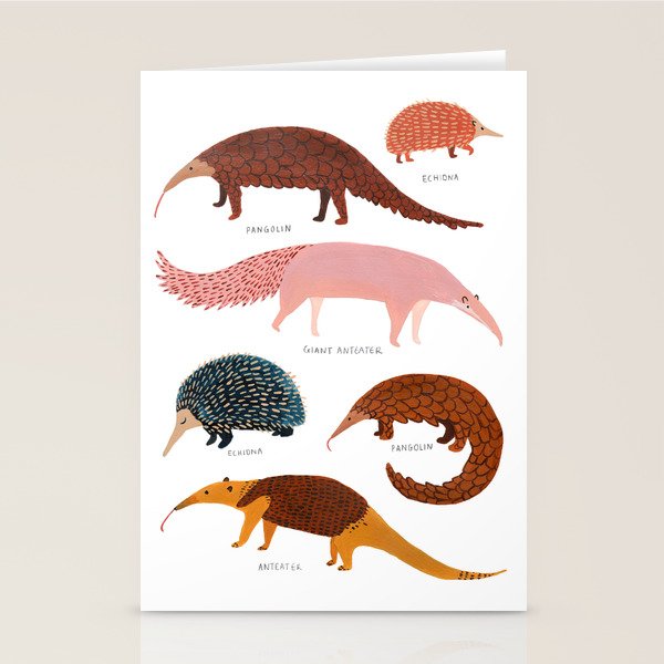 Pangolin, Anteater & Echidna Print Stationery Card Gallery Image 1