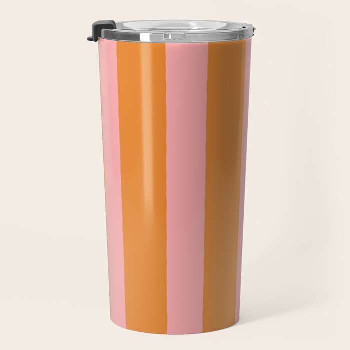 Simple Stripes Pattern - Pink Orange Travel Mug Gallery Image 3