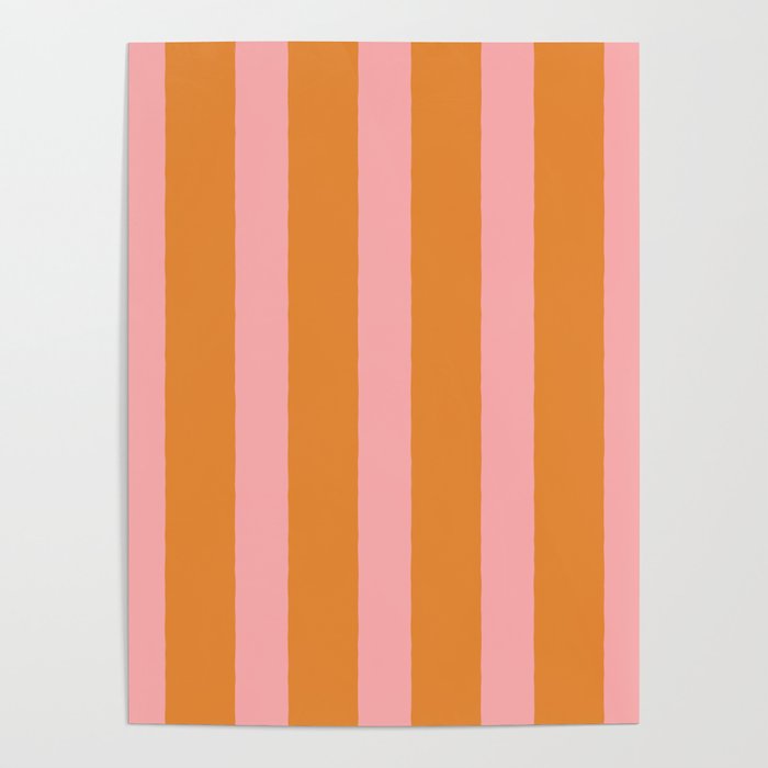 Simple Stripes Pattern - Pink Orange Poster Gallery Image 1