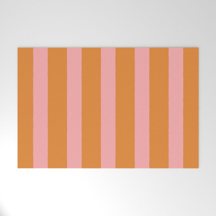 Simple Stripes Pattern - Pink Orange Welcome Mat Gallery Image 1