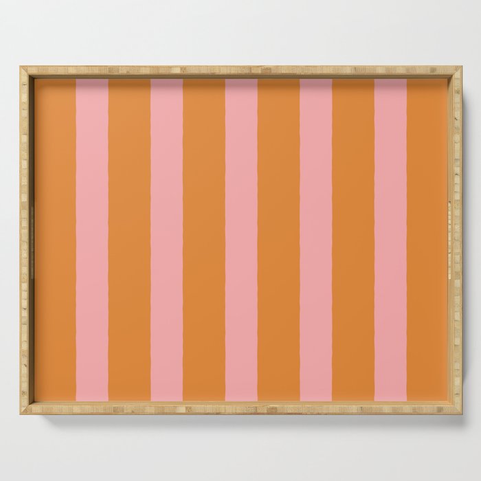 Simple Stripes Pattern - Pink Orange Serving Tray Gallery Image 1