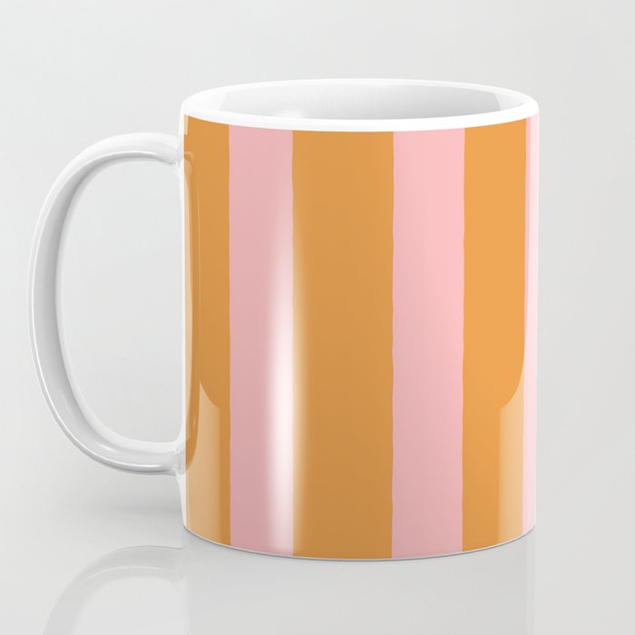 Simple Stripes Pattern - Pink Orange Coffee Mug Gallery Image 3