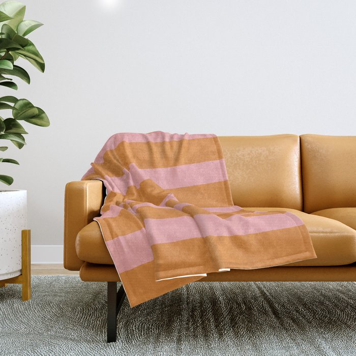 Simple Stripes Pattern - Pink Orange Throw Blanket Gallery Image 1