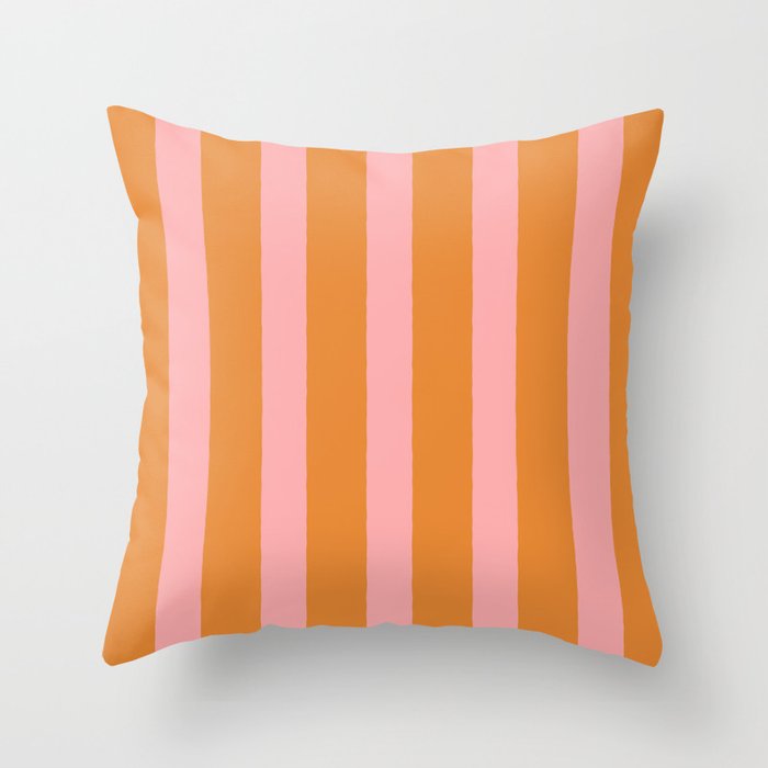 Simple Stripes Pattern - Pink Orange Throw Pillow Gallery Image 1
