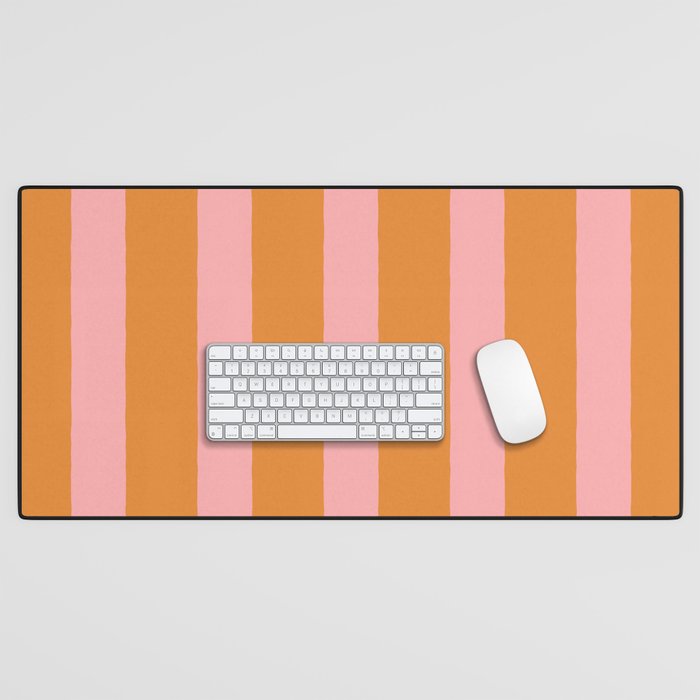 Simple Stripes Pattern - Pink Orange Desk Mat Gallery Image 1