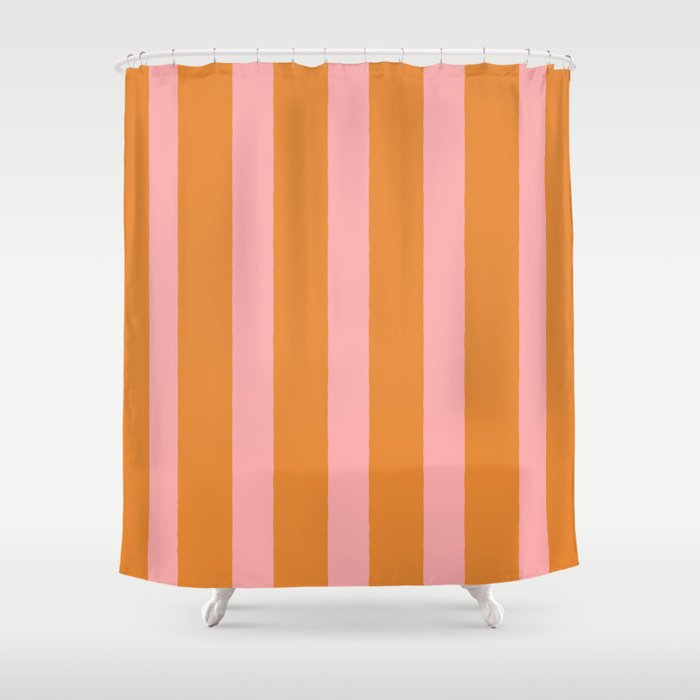 Simple Stripes Pattern - Pink Orange Shower Curtain Gallery Image 1